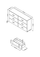 Lido - White high gloss 3+3 compact chest of drawers - Price Crash Furniture