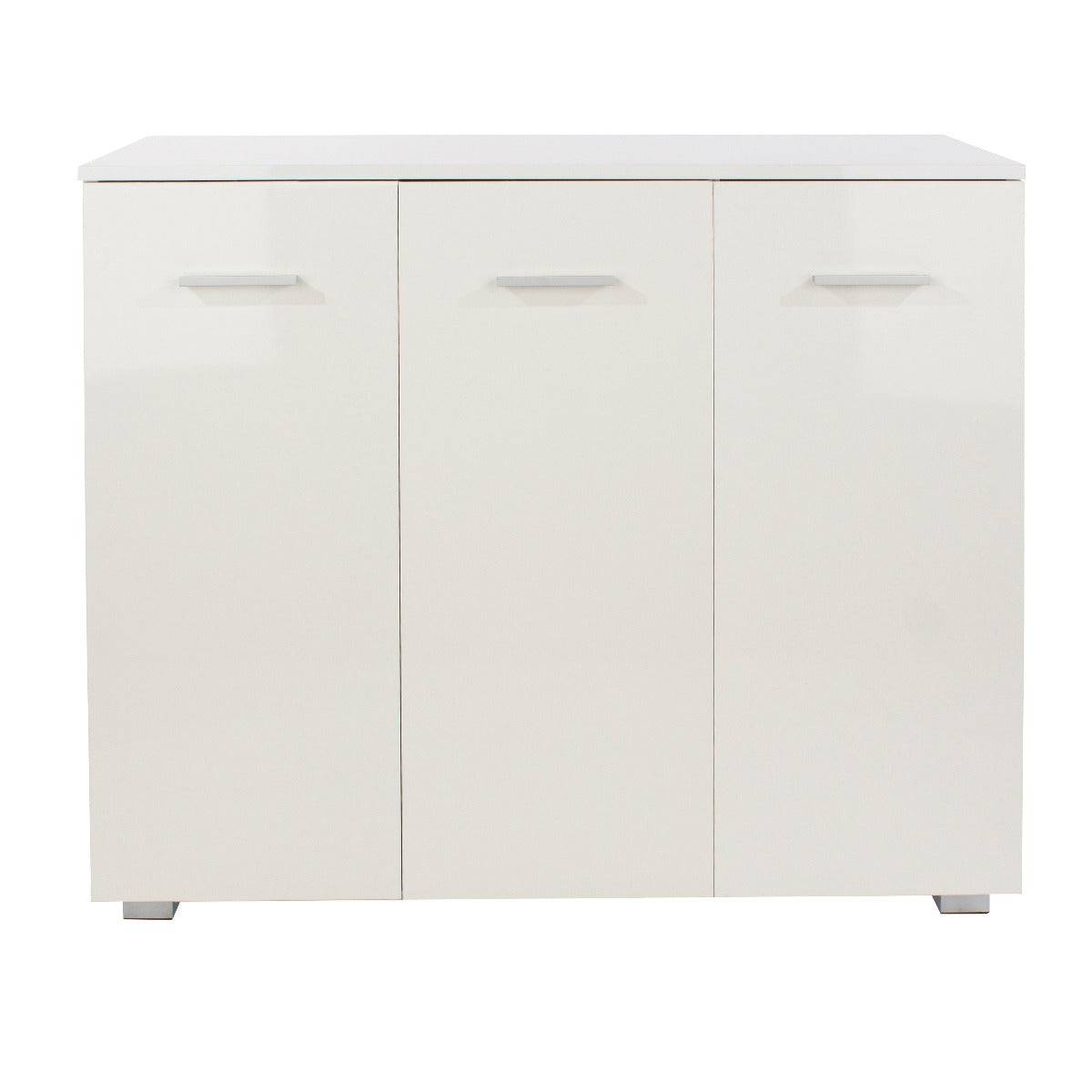 Lido - White high gloss 3 door compact sideboard - Price Crash Furniture