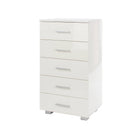 Lido - White high gloss 5 narrow compact chest of drawers - Price Crash Furniture