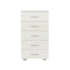 Lido - White high gloss 5 narrow compact chest of drawers - Price Crash Furniture