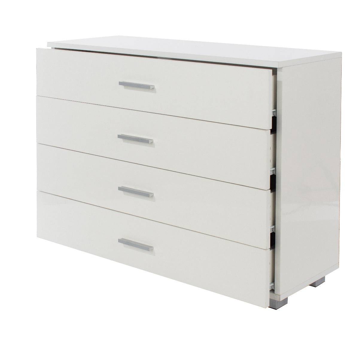 Lido - White high gloss compact 4 drawer chest - Price Crash Furniture