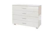 Lido - White high gloss compact 4 drawer chest - Price Crash Furniture