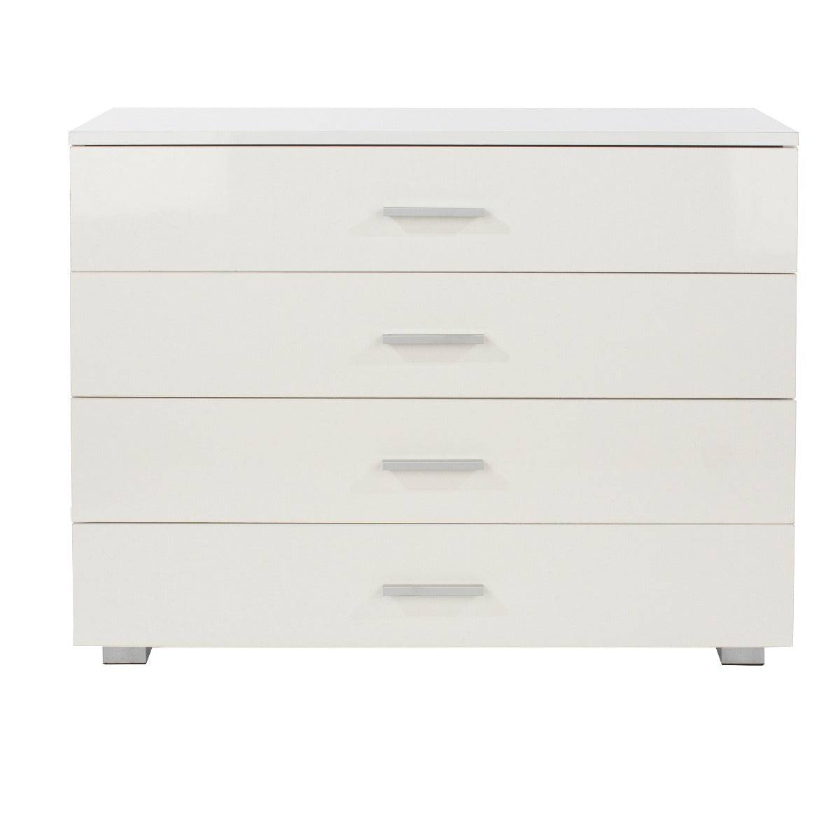 Lido - White high gloss compact 4 drawer chest - Price Crash Furniture