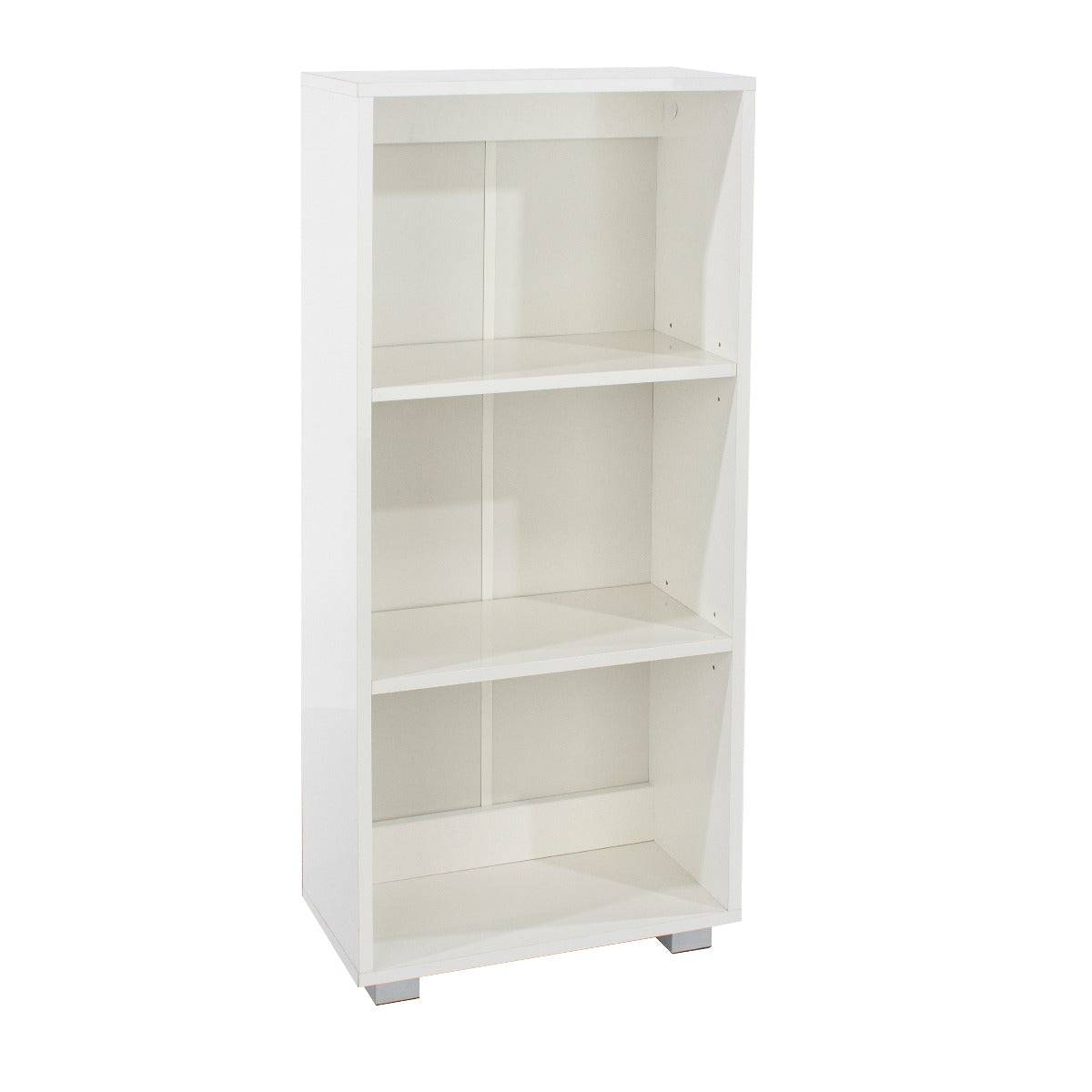 Lido - White high gloss low narrow bookcase - Price Crash Furniture