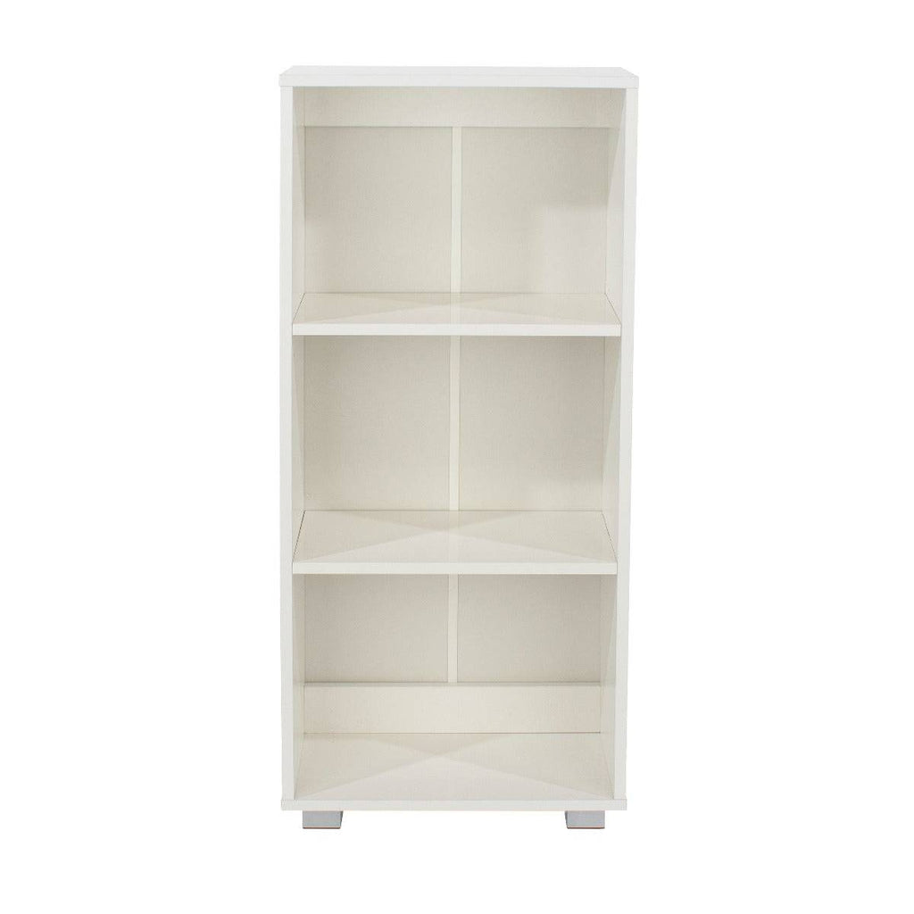 Lido - White high gloss low narrow bookcase - Price Crash Furniture