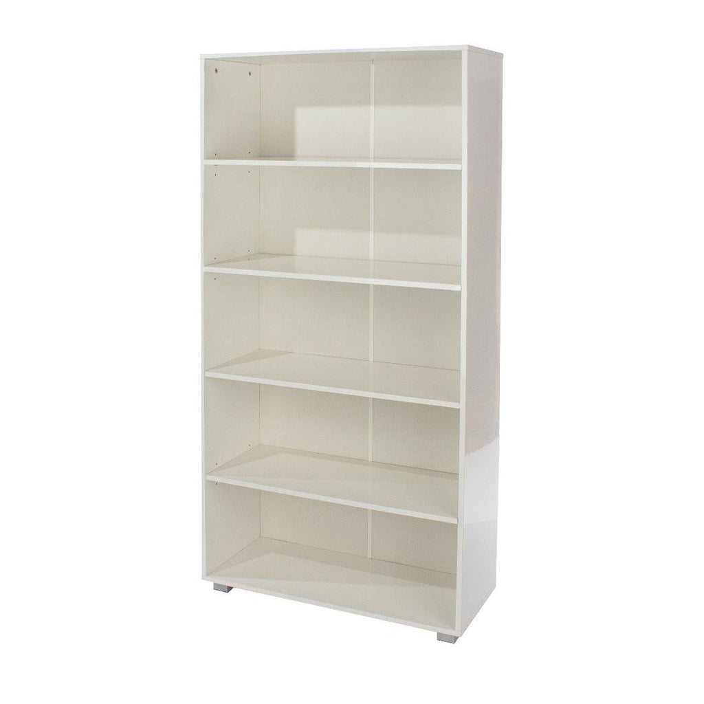 Lido - White high gloss tall bookcase - Price Crash Furniture