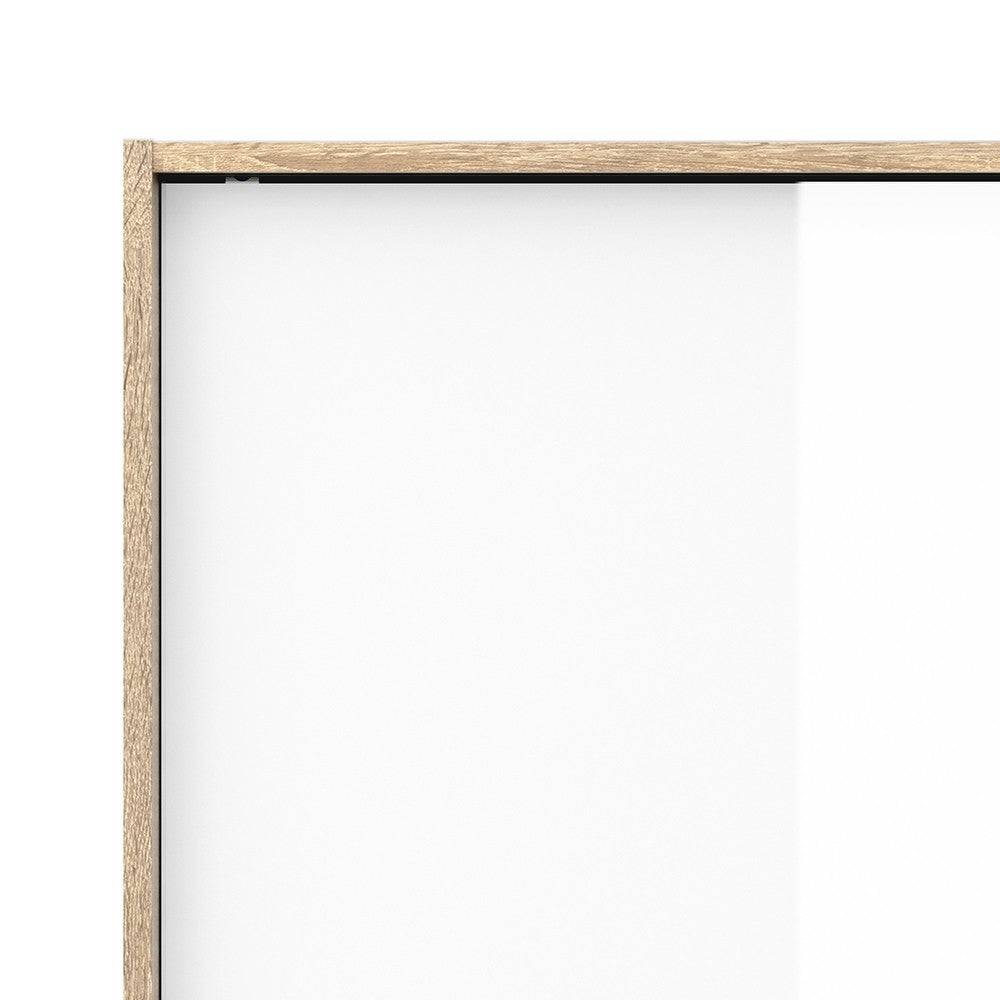Line Wardrobe - 2 Doors 4 Drawers In Oak With White High Gloss - Price Crash Furniture