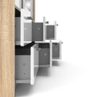 Line Wardrobe - 3 Doors 6 Drawers In Oak With White High Gloss - Price Crash Furniture