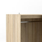 Line Wardrobe - 3 Doors 6 Drawers In Oak With White High Gloss - Price Crash Furniture