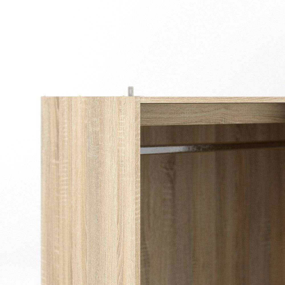 Line Wardrobe - 3 Doors 6 Drawers In Oak With White High Gloss - Price Crash Furniture