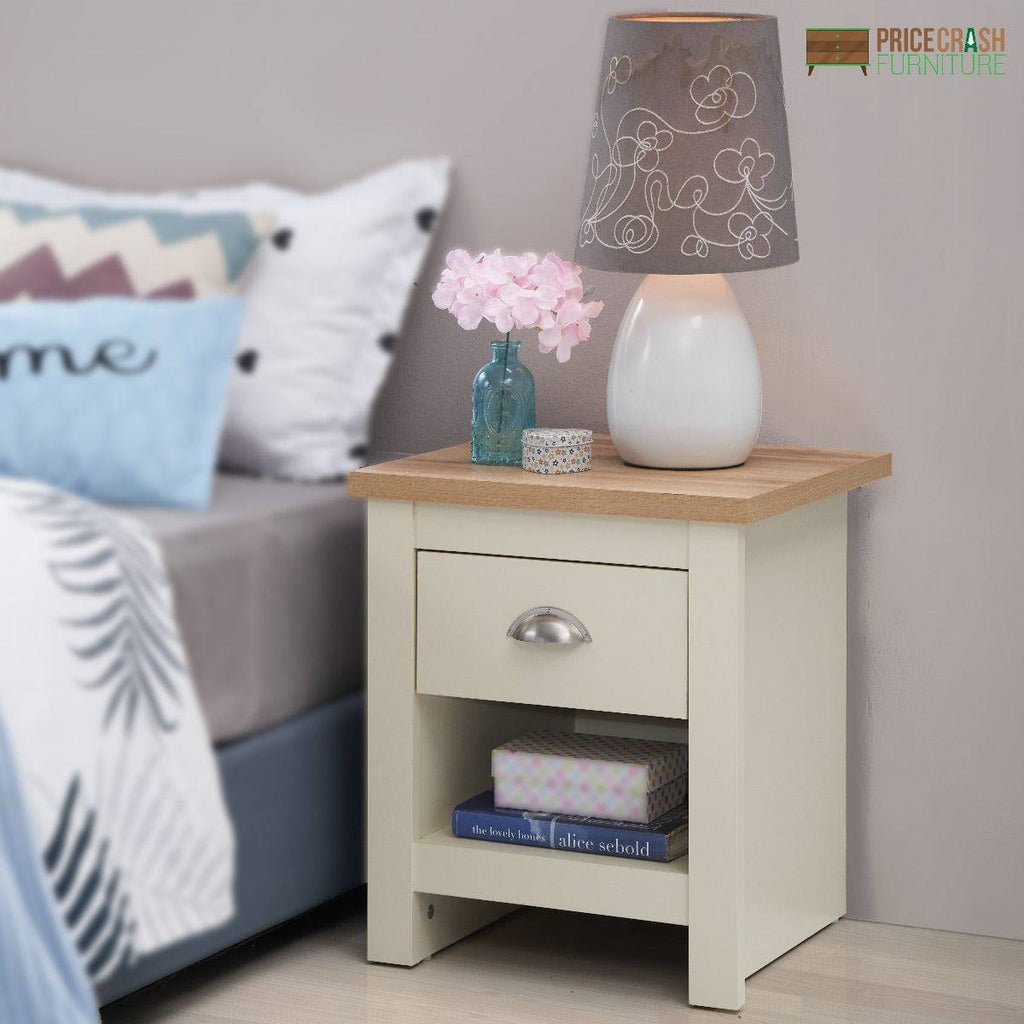 Lisbon 1 drawer bedside table / lamp table by TAD - Price Crash Furniture