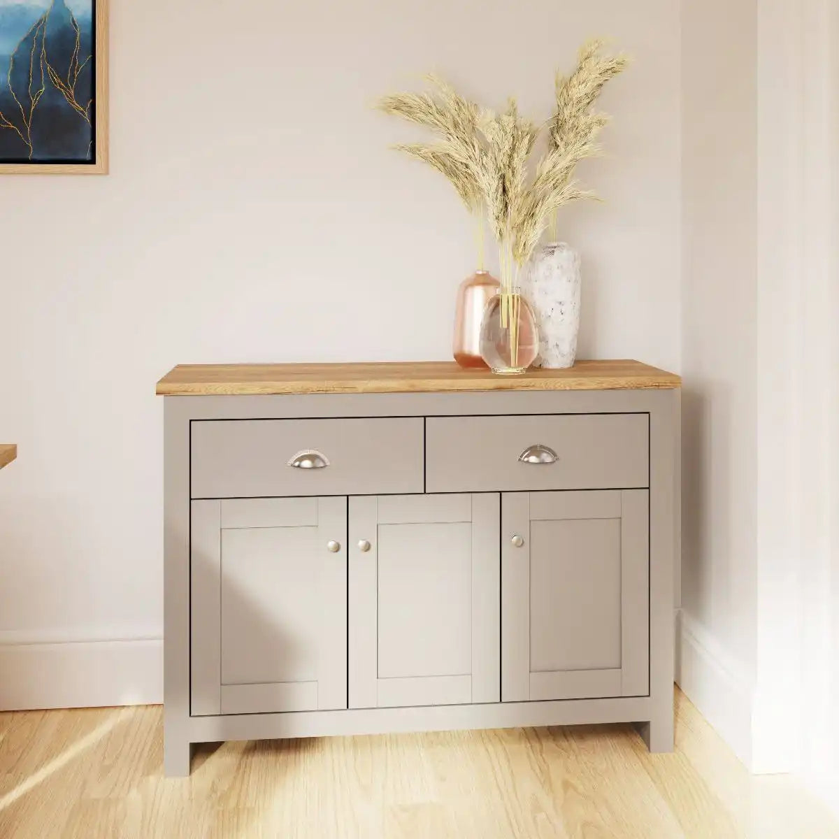 Lisbon 3 DOORS 2 DRAWER SIDEBOARD in grey - Price Crash Furniture