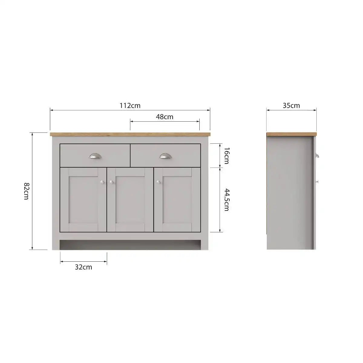 Lisbon 3 DOORS 2 DRAWER SIDEBOARD in grey - Price Crash Furniture