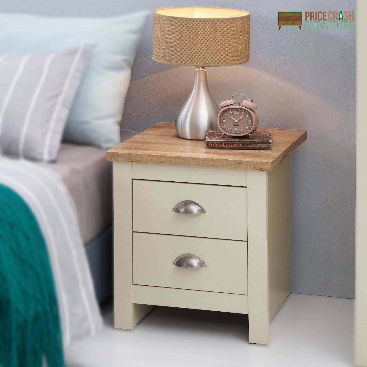 Lisbon 2 drawer bedside table / lamp table by TAD - Price Crash Furniture