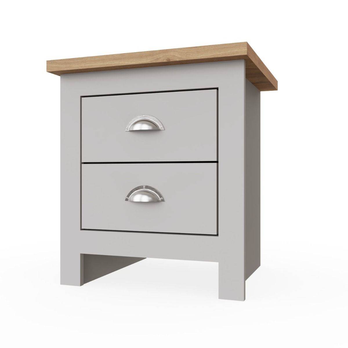 Lisbon 2 drawer bedside table / lamp table by TAD in Grey - Price Crash Furniture