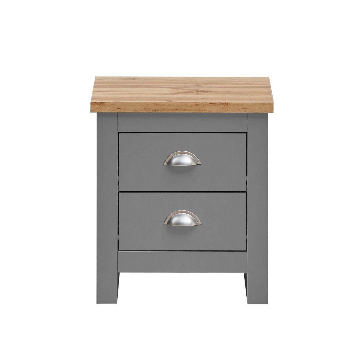 Lisbon 2 drawer bedside table / lamp table by TAD in Grey - Price Crash Furniture