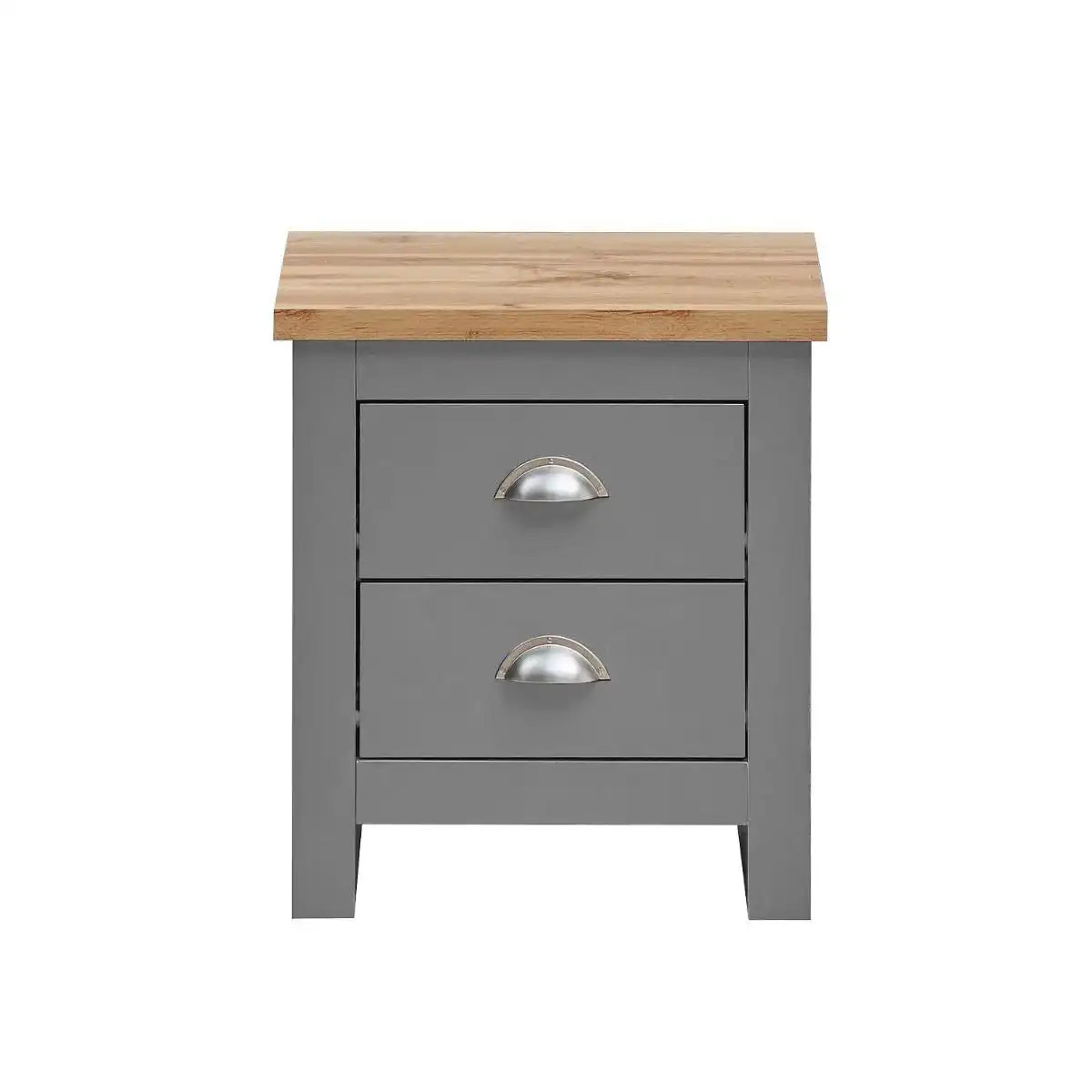 Lisbon 2 drawer bedside table / lamp table by TAD in Grey - Price Crash Furniture
