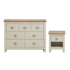 Lisbon 2 Piece Bedroom Set: 1 drawer bedside table + 7 drawer chest of drawers - Price Crash Furniture