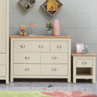 Lisbon 2 Piece Bedroom Set: 1 drawer bedside table + 7 drawer chest of drawers - Price Crash Furniture