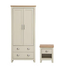 Lisbon 2 Piece Bedroom Set: 2 door wardrobe + 1 drawer bedside table - Price Crash Furniture