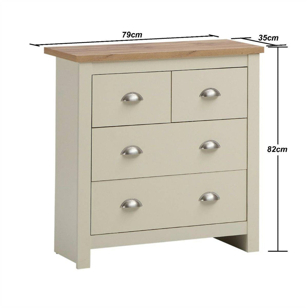 Lisbon 2 Piece Bedroom Set: 2 drawer bedside table+ 4 drawer chest of drawers - Price Crash Furniture