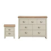 Lisbon 2 Piece Bedroom Set: 2 drawer bedside table + 7 drawer chest of drawers - Price Crash Furniture