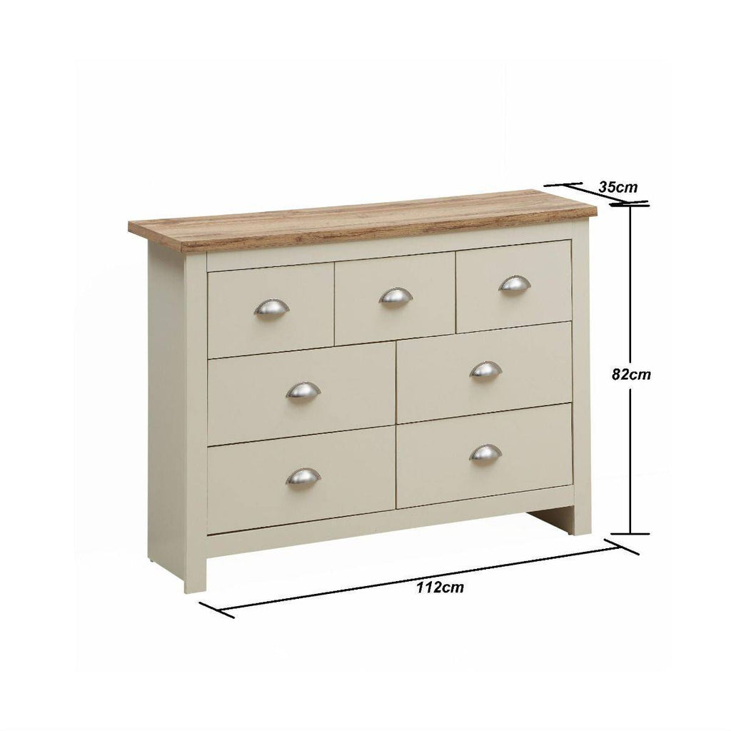 Lisbon 2 Piece Bedroom Set: 2 drawer bedside table + 7 drawer chest of drawers - Price Crash Furniture