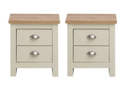Lisbon 2 Piece Set - 2x Two Drawer Bedside Tables / Lamp Tables - Price Crash Furniture