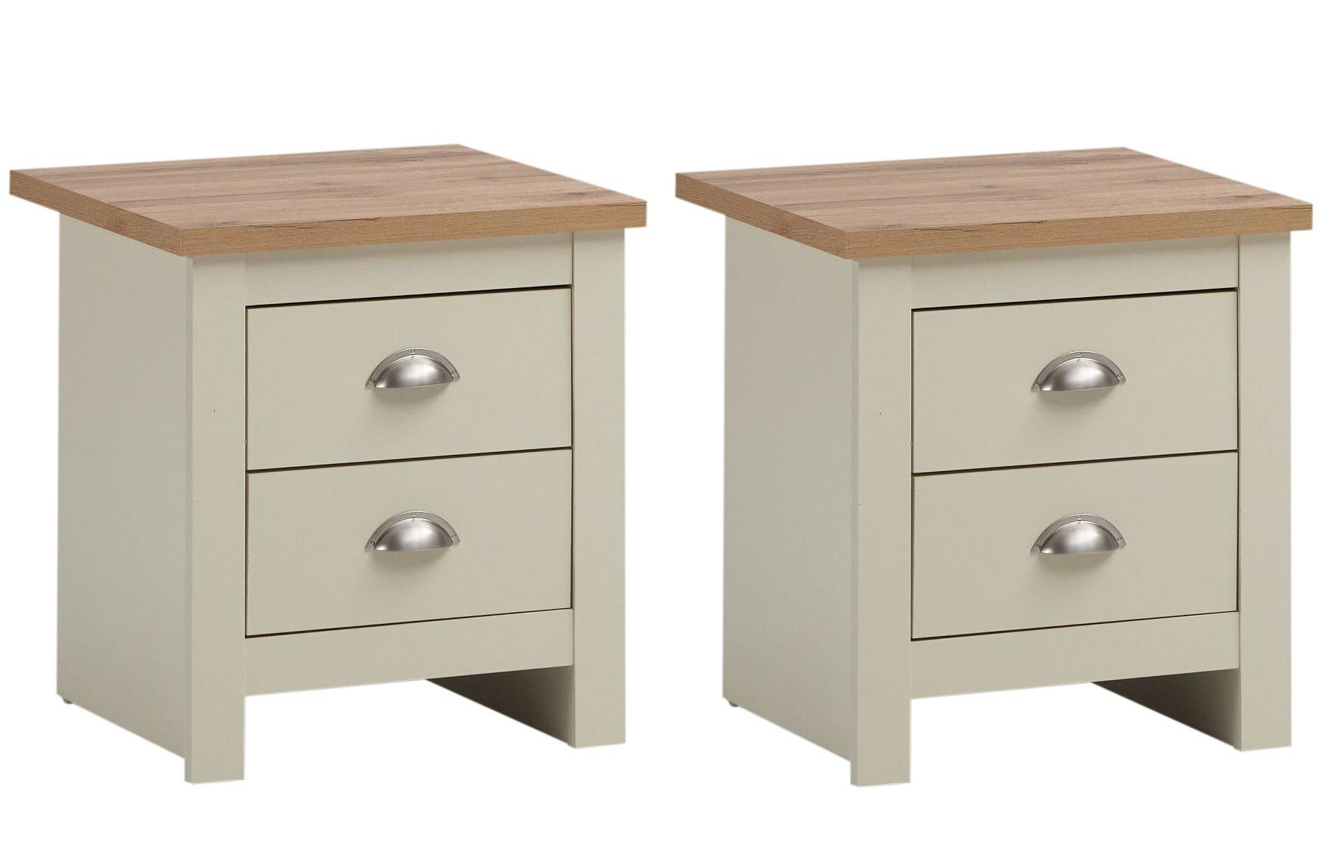 Lisbon 2 Piece Set - 2x Two Drawer Bedside Tables / Lamp Tables - Price Crash Furniture