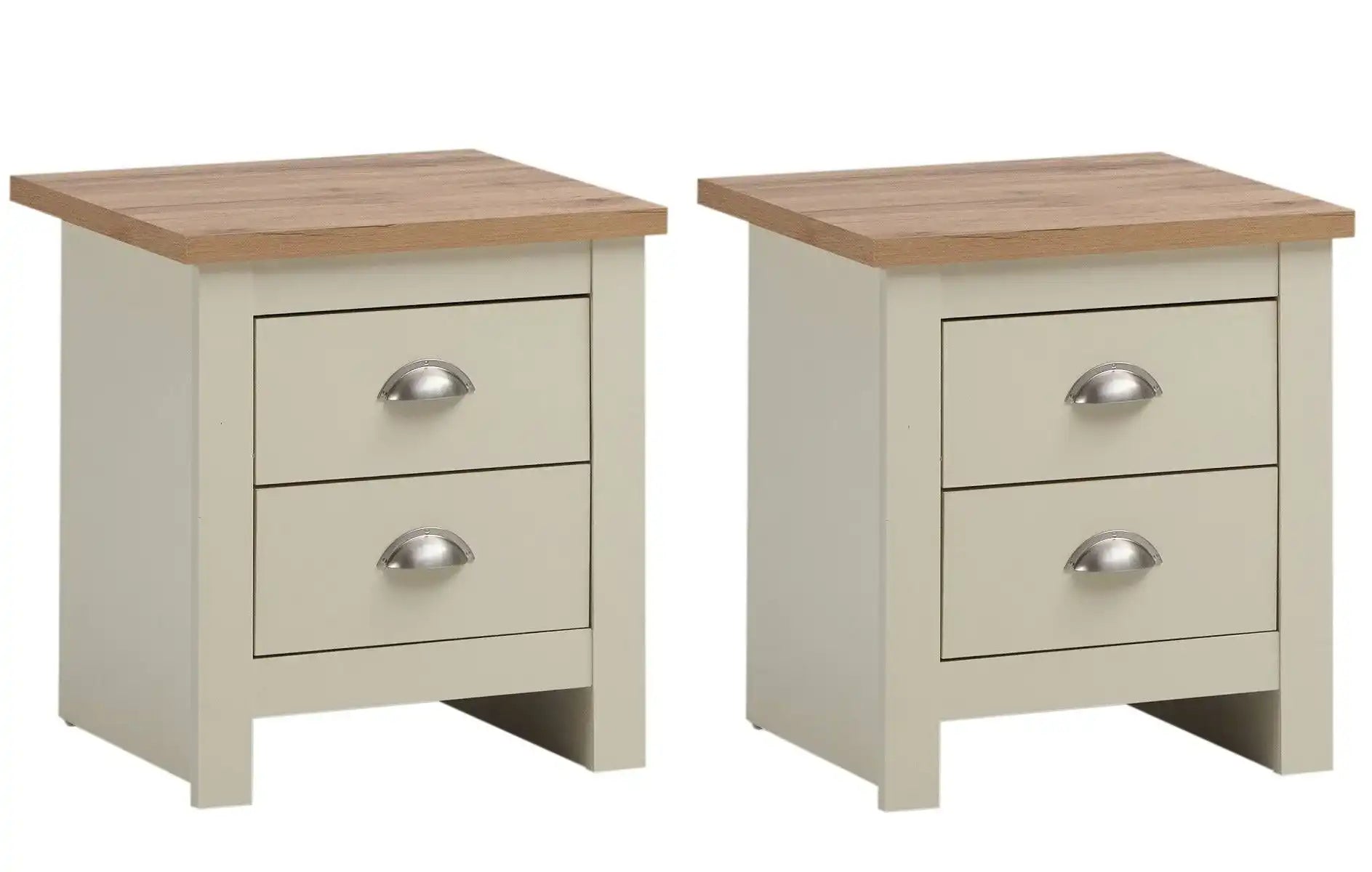 Lisbon 2 Piece Set - 2x Two Drawer Bedside Tables / Lamp Tables - Price Crash Furniture