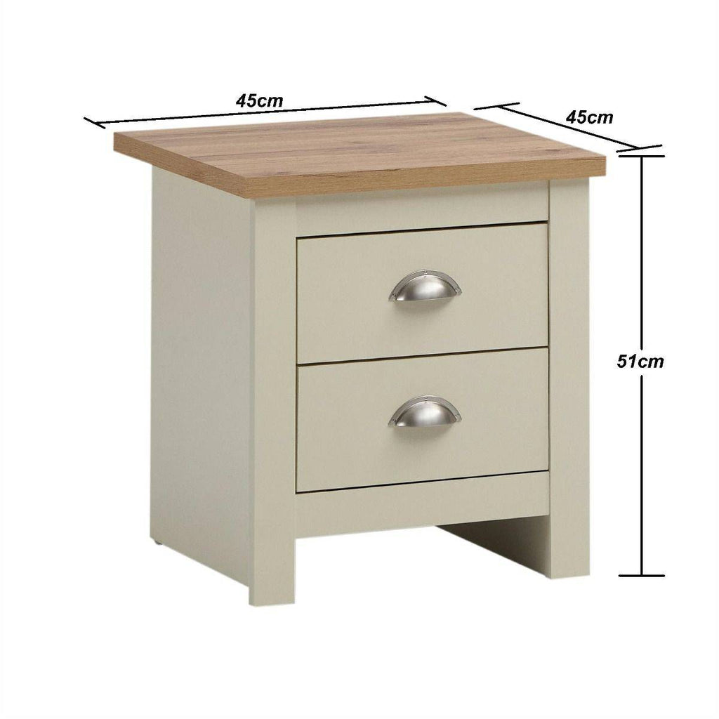 Lisbon 2 Piece Set - 2x Two Drawer Bedside Tables / Lamp Tables - Price Crash Furniture