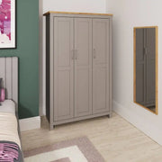 Lisbon 3 door wardrobe in grey & oak by TAD - Price Crash Furniture