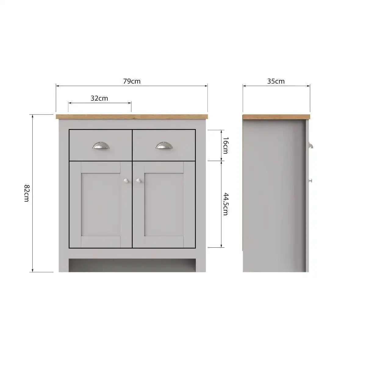 Lisbon 2 DOORS 2 DRAWER SIDEBOARD in grey - Price Crash Furniture