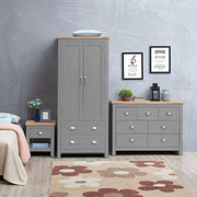 Lisbon 3 Piece Bedroom Set: 2 door 2 drawer wardrobe 7 drawer chest 1 drawer bedside - Price Crash Furniture