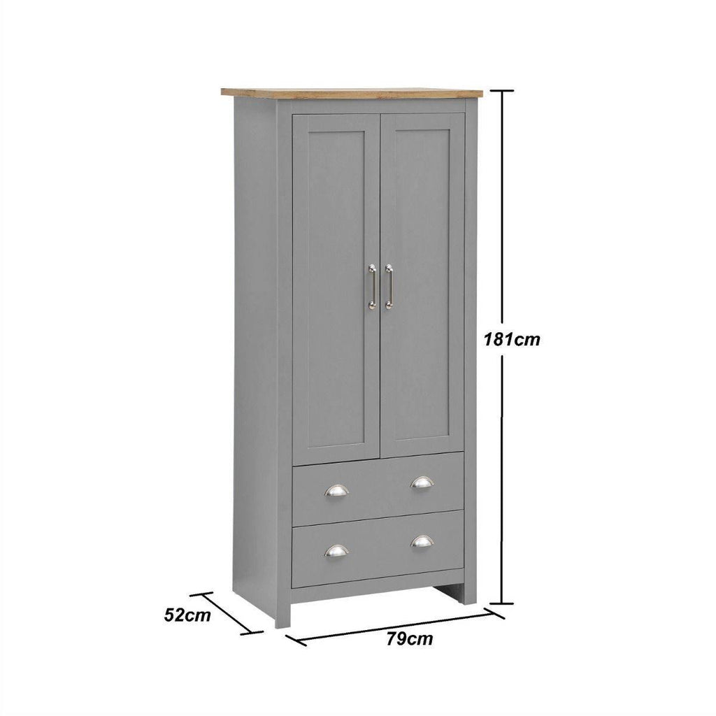 Lisbon 3 Piece Bedroom Set: 2 door / 2 drawer wardrobe + 7 drawer chest + 1 drawer bedside - Price Crash Furniture