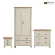 Lisbon 3 Piece Set: 2 door wardrobe 4 drawer chest 2 drawer bedside - Price Crash Furniture