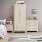 Lisbon 3 Piece Bedroom Set: 2 door wardrobe + 4 drawer chest + 2 drawer bedside - Price Crash Furniture