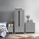 Lisbon 3 Piece Bedroom Set: 2 door wardrobe + 4 drawer chest + 2 drawer bedside - Price Crash Furniture