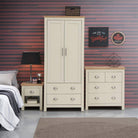 Lisbon 3 Piece Bedroom Set: 2 door wardrobe + 4 drawer chest of drawers + 1 drawer bedside table - Price Crash Furniture