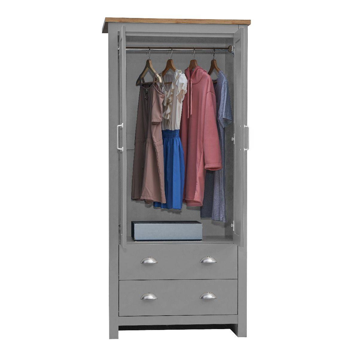 Lisbon 3 Piece Bedroom Set: 2 door wardrobe + 7 drawer chest + 2 drawer bedside - Price Crash Furniture