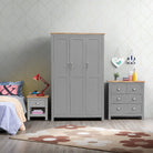 Lisbon 3 Piece Bedroom Set: 3 door wardrobe + 4 drawer chest + 1 drawer bedside - Price Crash Furniture