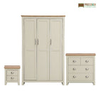 Lisbon 3 Piece Bedroom Set: 3 door wardrobe + 4 drawer chest + 2 drawer bedside - Price Crash Furniture