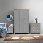 Lisbon 3 Piece Bedroom Set: 3 door wardrobe + 4 drawer chest + 2 drawer bedside - Price Crash Furniture