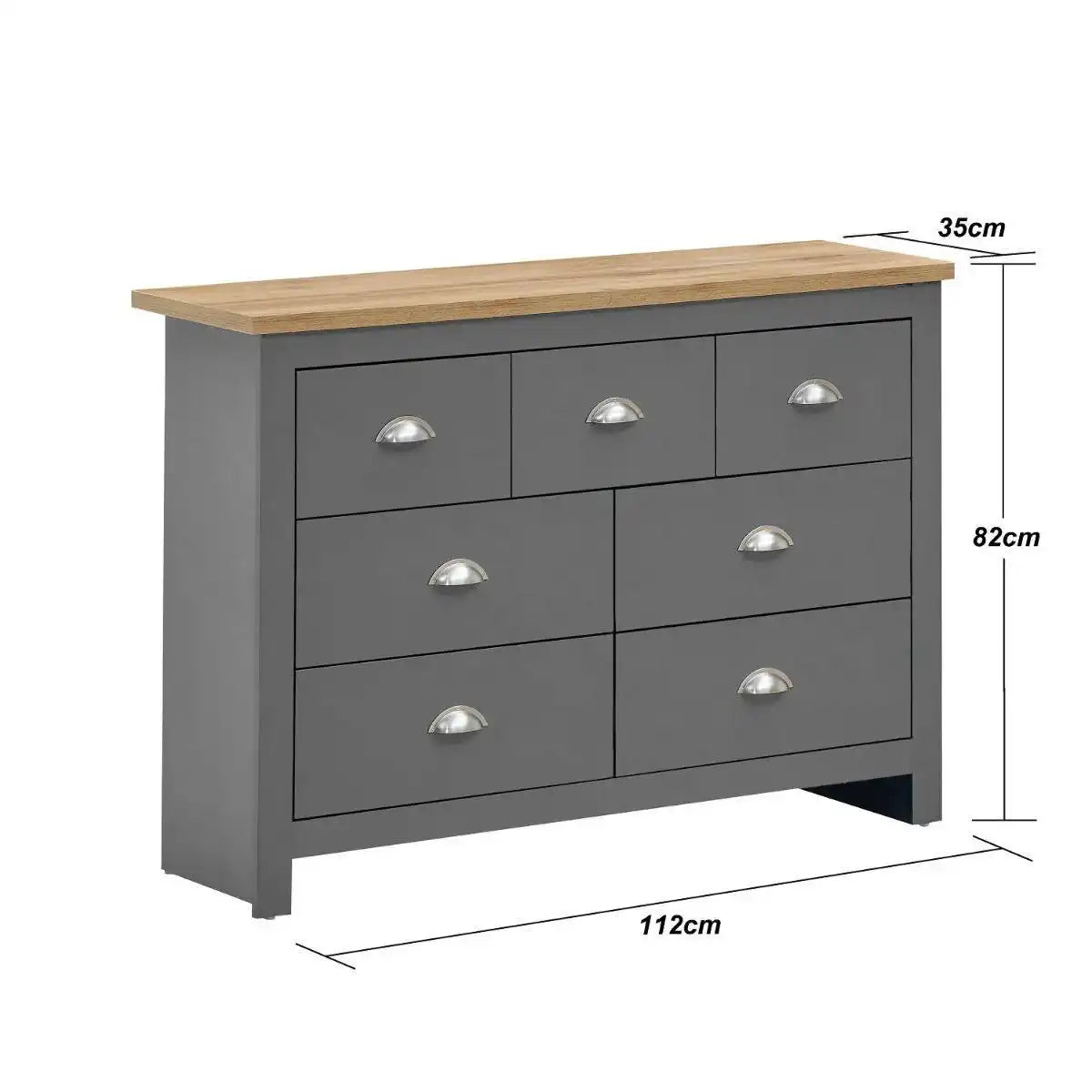 Lisbon Grey Set: 3 door wardrobe 7 drawer chest 1 drawer bedside - Price Crash Furniture