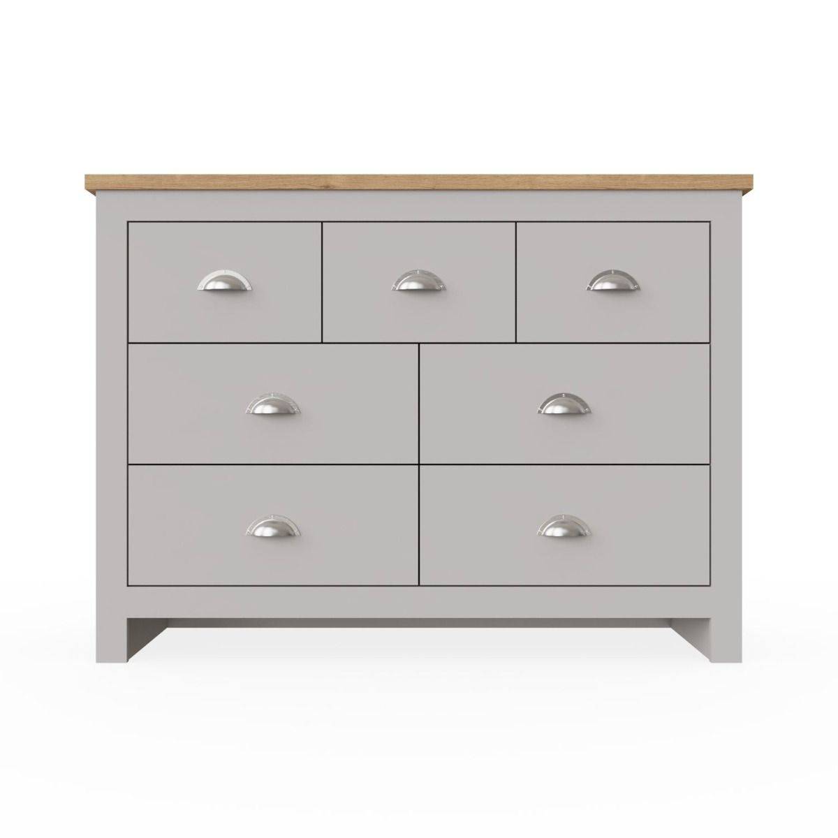 Lisbon 7 drawer chest of drawers by TAD in Grey - Price Crash Furniture