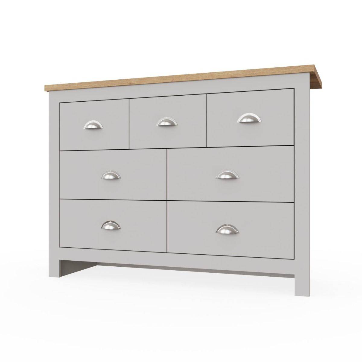 Lisbon 7 drawer chest of drawers by TAD in Grey - Price Crash Furniture