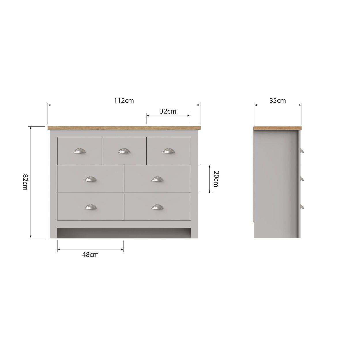 Lisbon 7 drawer chest of drawers by TAD in Grey - Price Crash Furniture