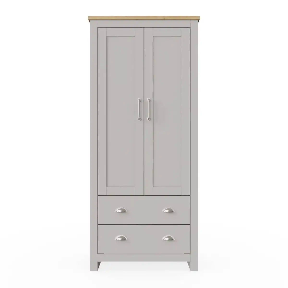 Lisbon 2 door 2 drawer wardrobe in grey & oak by TAD - Price Crash Furniture