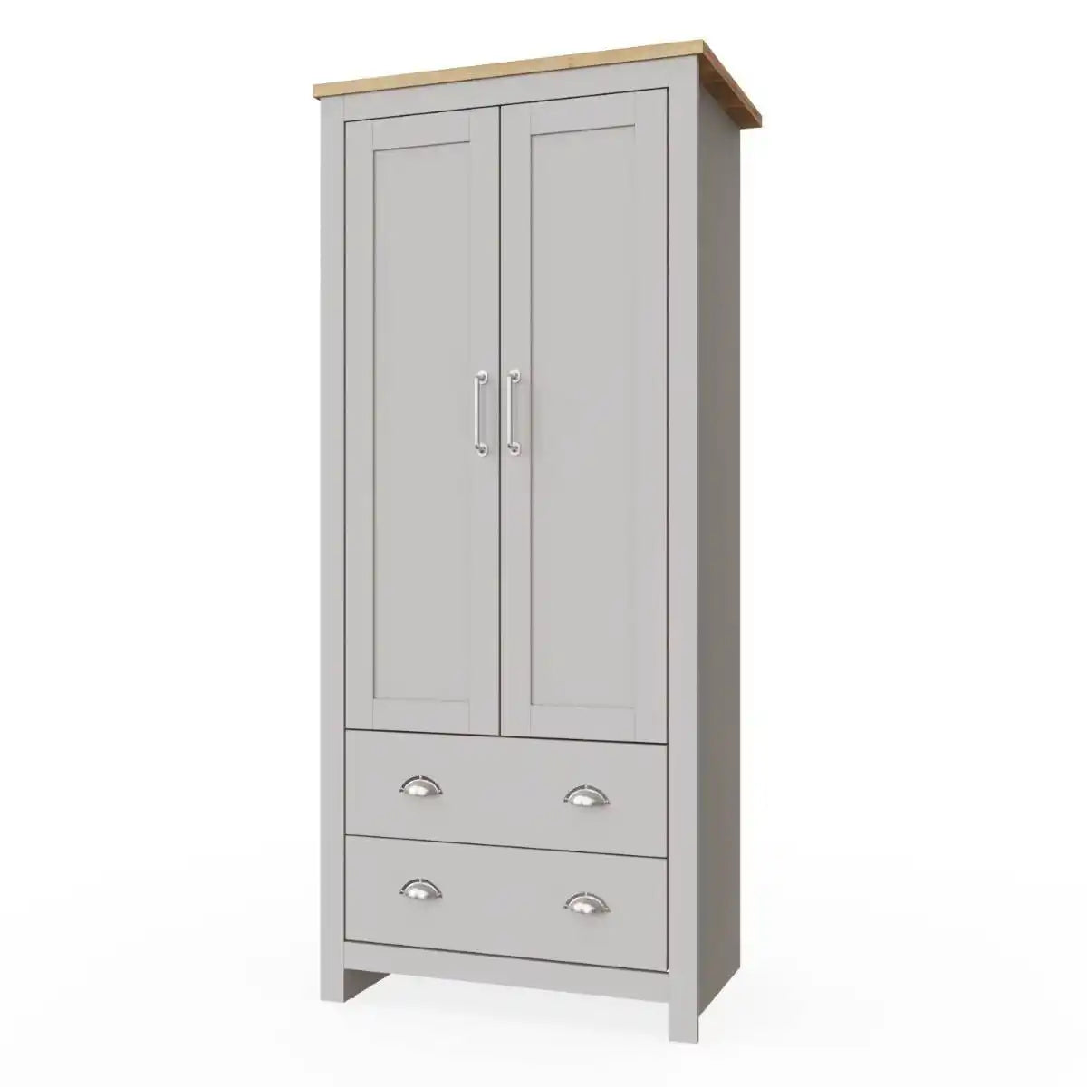 Lisbon 2 door 2 drawer wardrobe in grey & oak by TAD - Price Crash Furniture