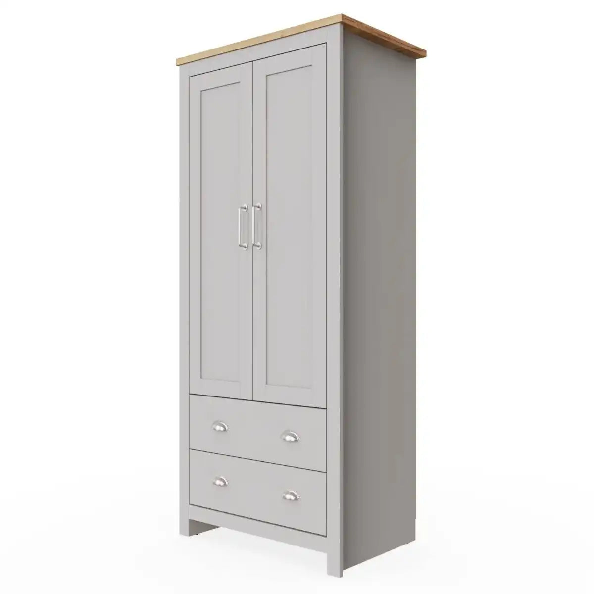 Lisbon 2 door 2 drawer wardrobe in grey & oak by TAD - Price Crash Furniture
